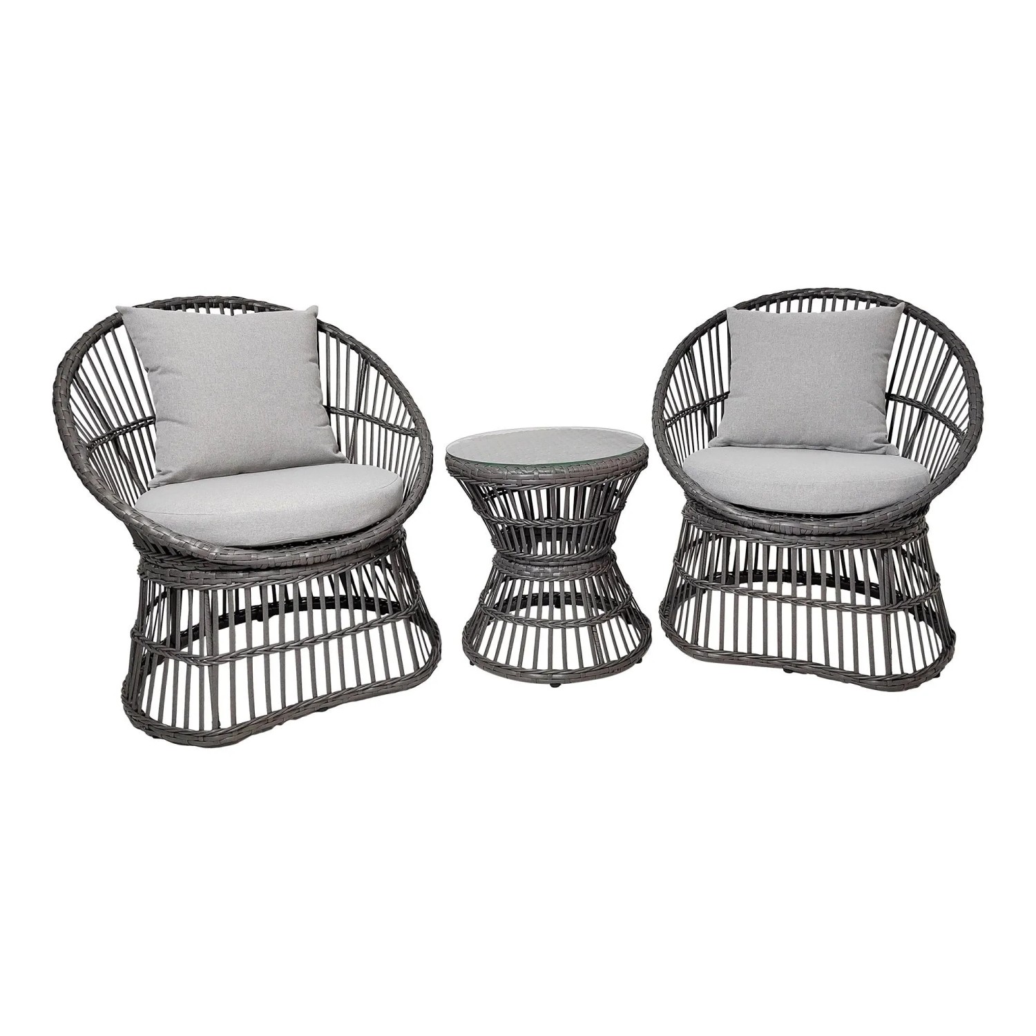 furnicato Lounge Set Natal Grau 64x66x76 Cm Mit 42x42x46 Cm Tisch