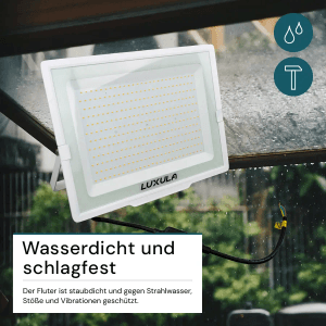 LUXULA LED Strahler 300W, warmweißes Flutlicht im Slim Design, wetterfest und robust.