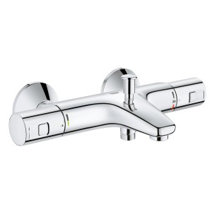 Grohe QuickFix Thermostat-Wannenarmatur Precision Start Chrom, Aufputz-Thermostat mit Wassersparfunktion.