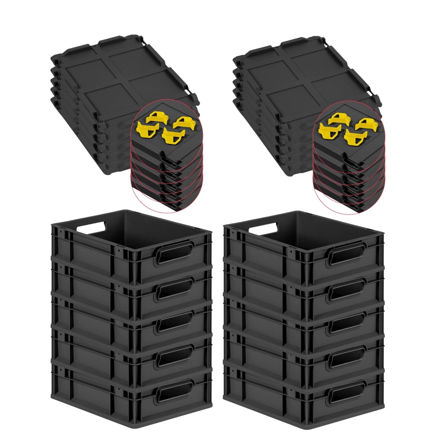 PROREGAL SuperSparSet 10x Eurobox Nextgen Grip Mit Scharnierdeckel Und Gelb günstig online kaufen