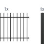 Metallzaun Anbau-Set Chaussee Schwarz: Zaunelement und Pfosten zum Einbetonieren.