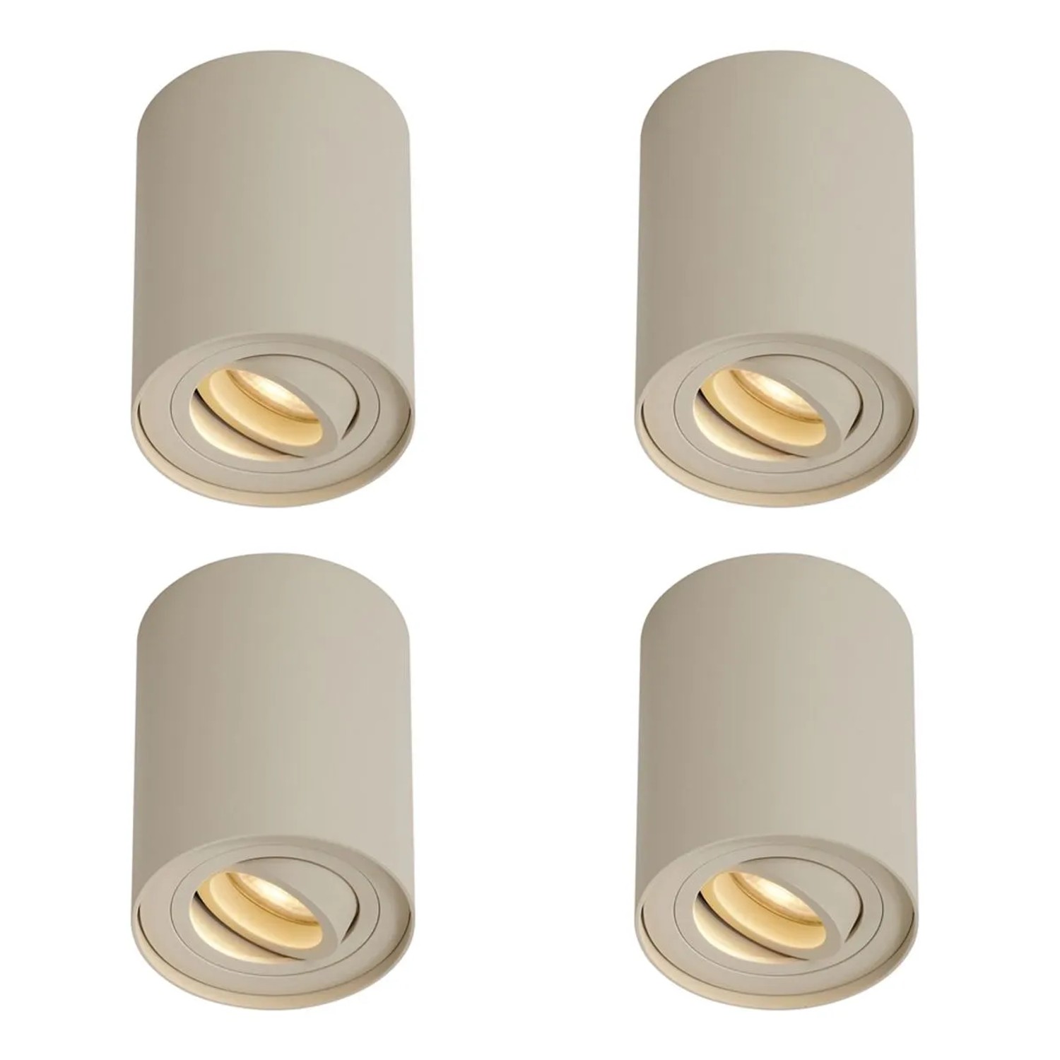 QAZQA 4er Set Moderne Aufbau Strahler Beige GU10 50mm Dreh  und Schwenkbar Rondoo Up