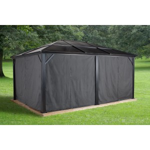 Anthrazitfarbenes Sojag Vorhang-Set für Pavillon Meridien 12x16, Komplettansicht.