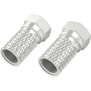 Hama Antennen-Adapter-Set, 4 silberne F-Stecker (7mm) zum Schrauben für SAT-Kabel.