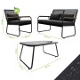 GARMIO Polyrattan Gartenmöbel Set, 4-teilig mit Bank, Stühlen und Glastisch.