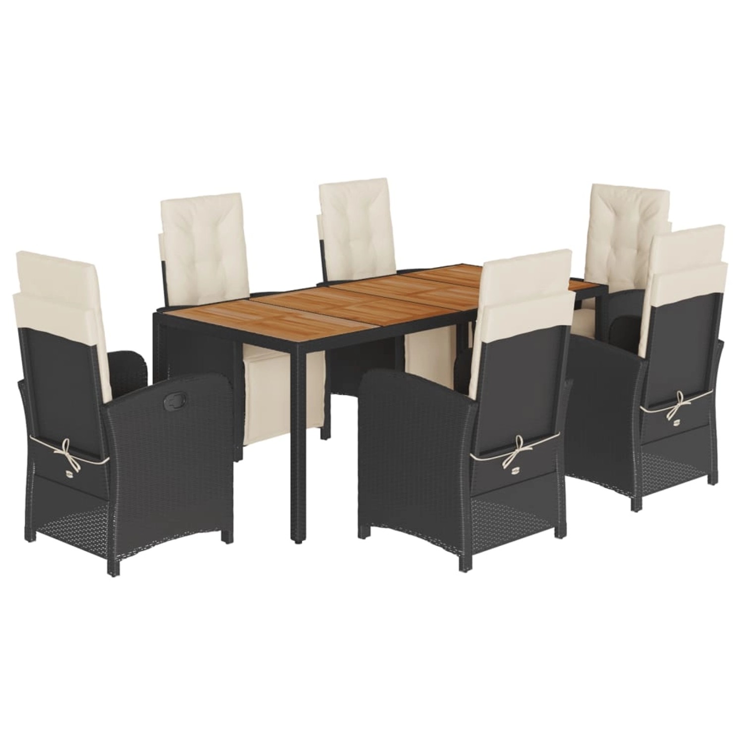 vidaXL 7-Tlg Garten-Essgruppe mit Kissen Schwarz Poly Rattan 3212472 günstig online kaufen