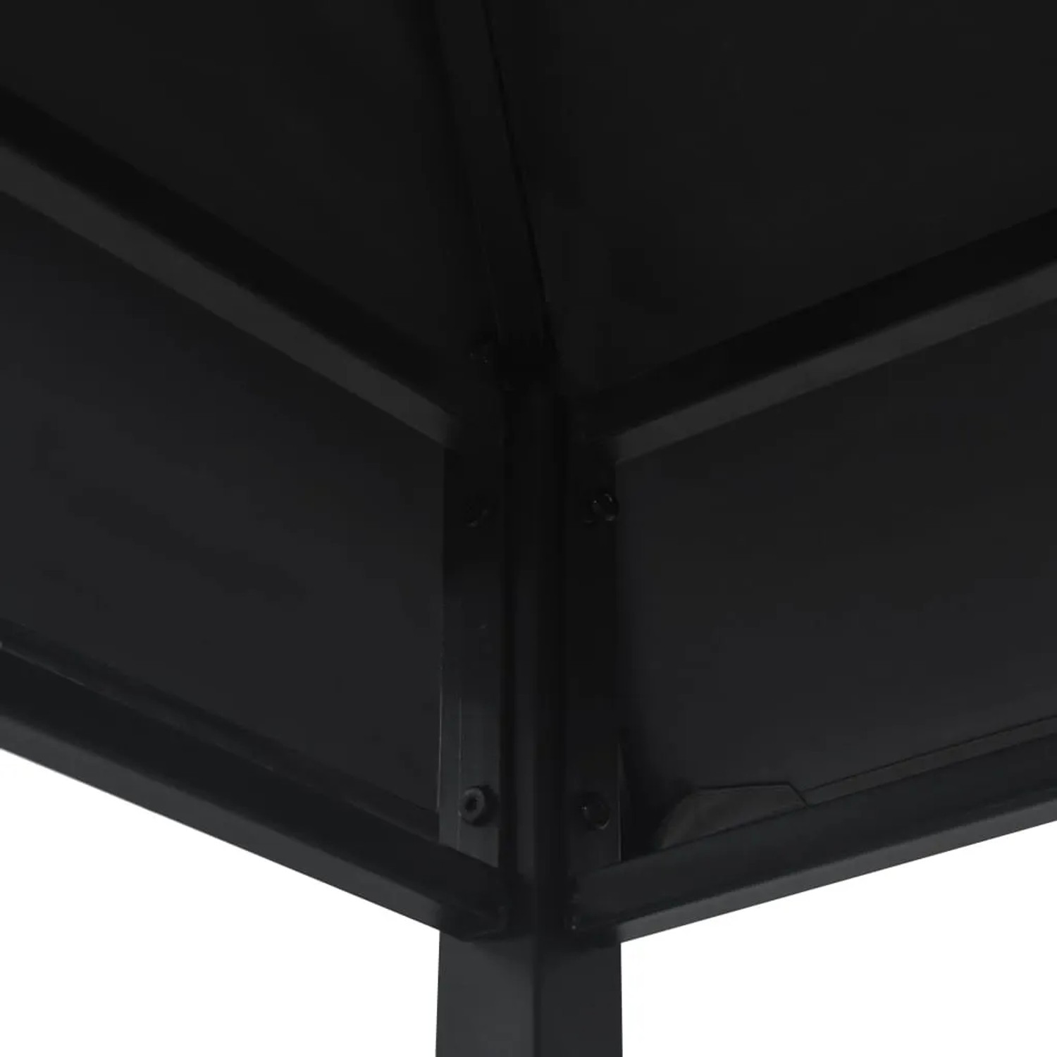 Detailaufnahme des Stahlrahmens vom anthrazitfarbenen BBQ-Pavillon.