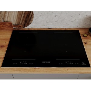 Schwarzes Respekta Induktionskochfeld Ned mit 4 Kochzonen und Touch Control auf einer Küchenarbeitsplatte.