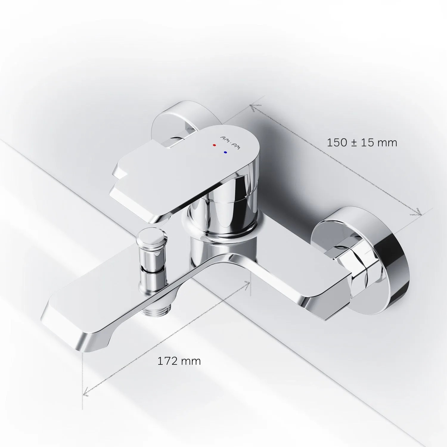 AM.PM Flash Wannenarmatur Aufputz Chrom, Einhebelmischer für Badewanne und Dusche.