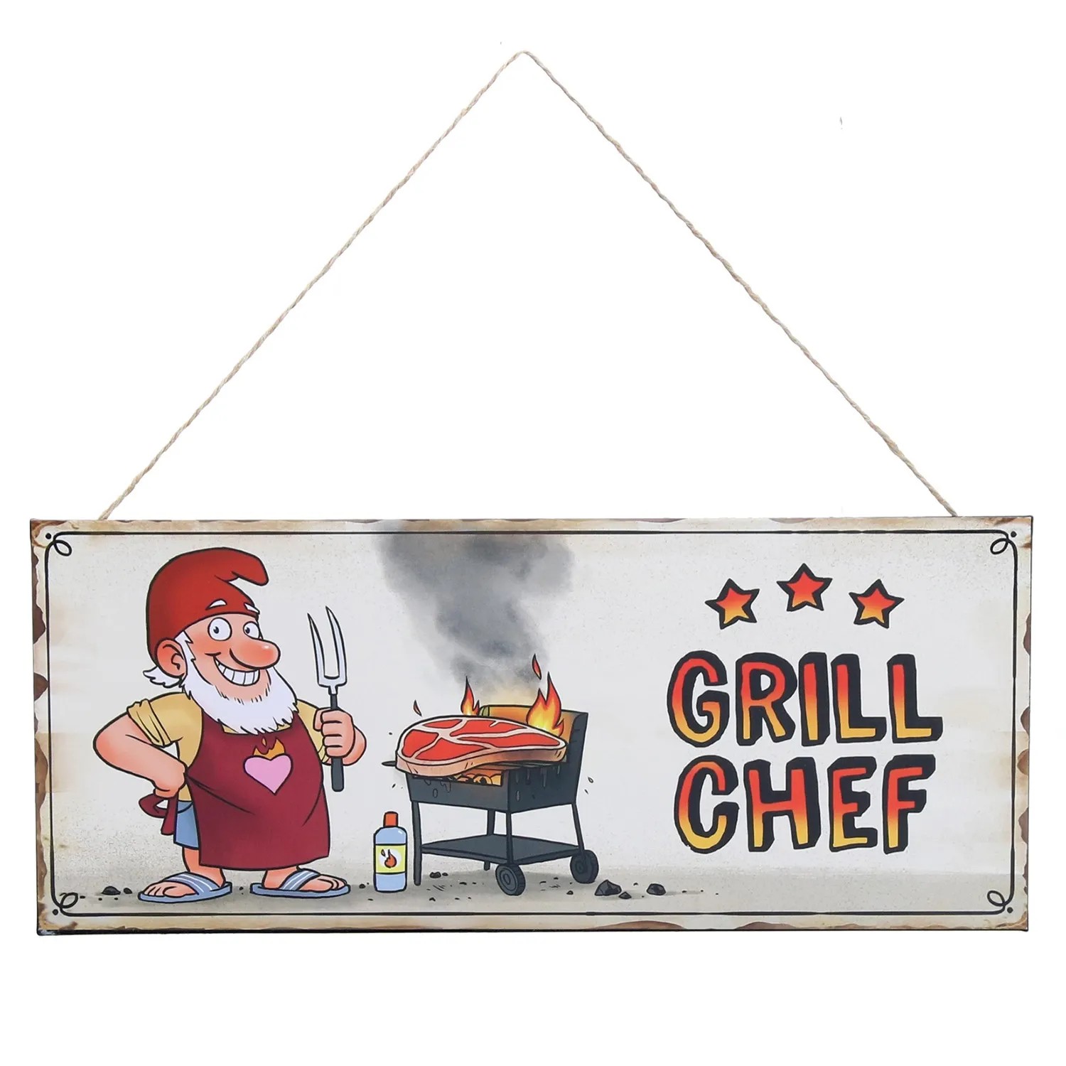 Metallschild Grillchef 30,5 cm x 13 cm Mehrfarbig