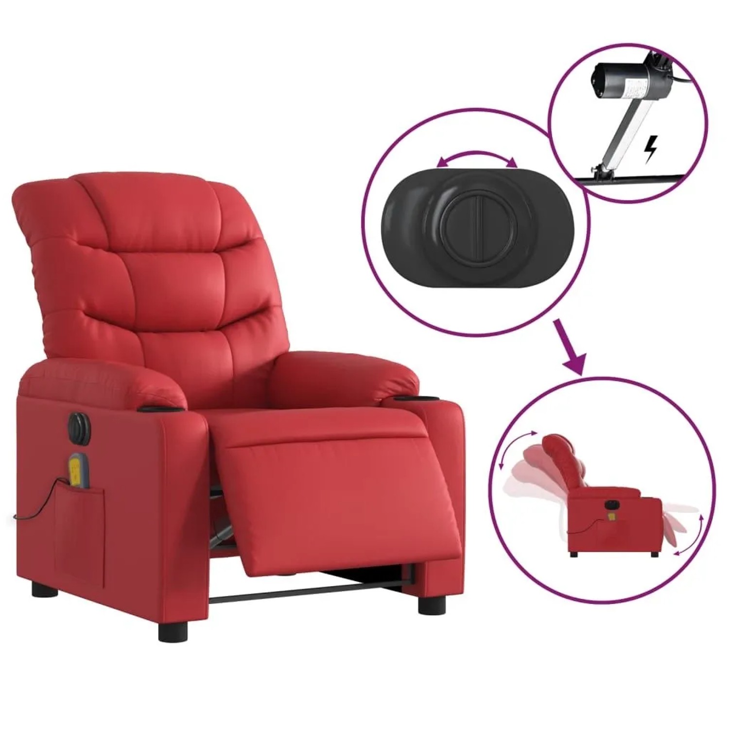 vidaXL Massagesessel Elektrisch Rot Kunstleder 3206597_6