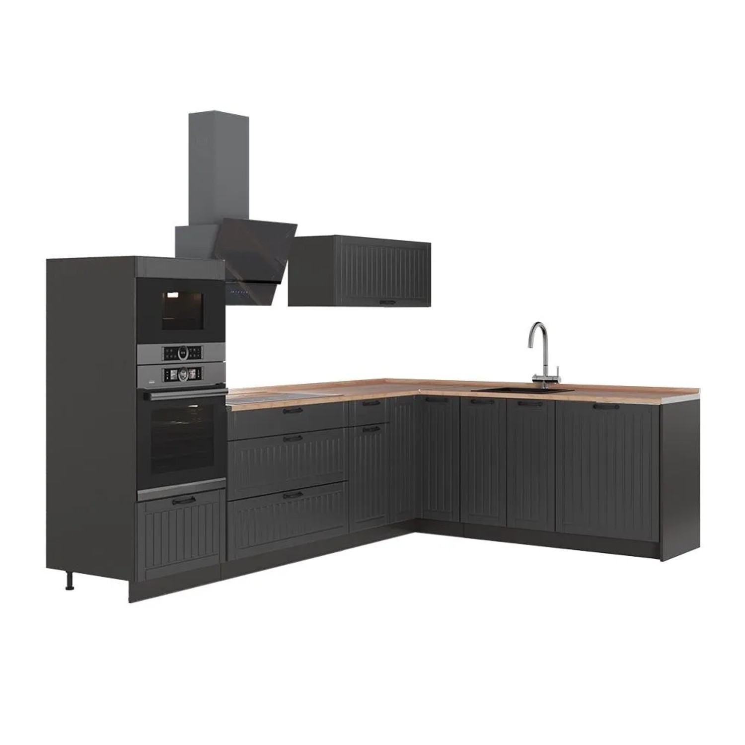 Vicco Eckküche Fame-Line Dunkelgrau/Anthrazit 287 x 154 AP Eiche Art Nr 63462