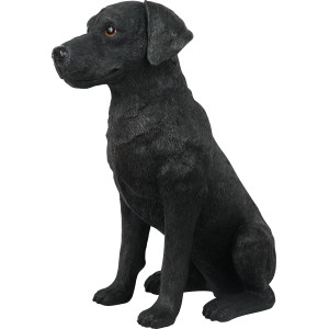 Schwarze Deko-Figur Hund, 45 cm, aus Polyresin für Garten & Innenbereich.