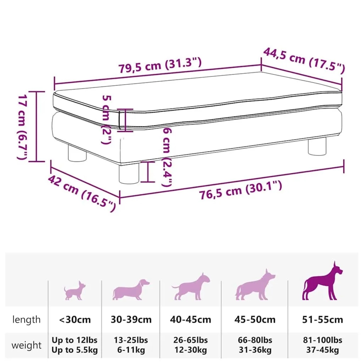 vidaXL Hundebett mit Verlängerung Creme 100x50x30 cm Kunstleder 172027_10