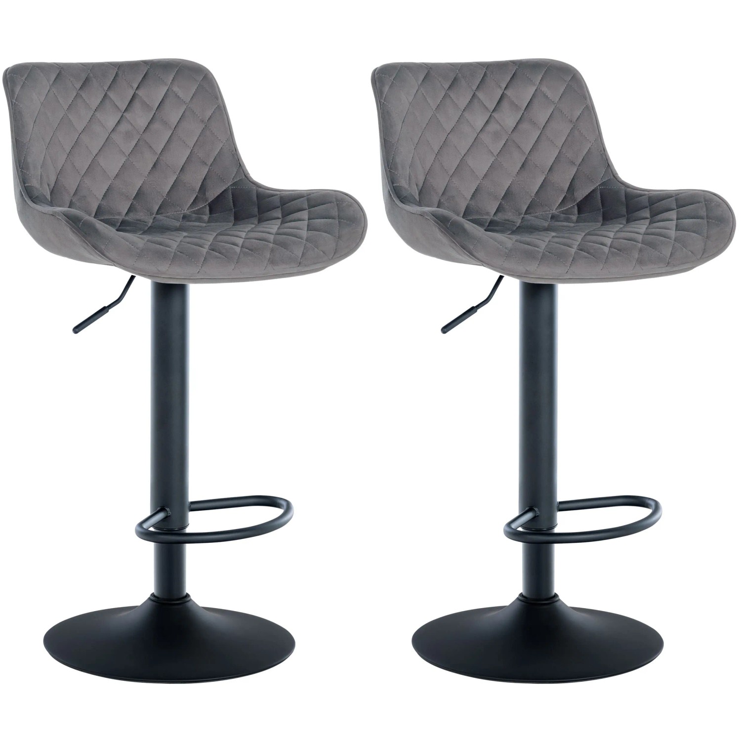CLP 2er Set Barhocker Minosa dunkelgrau/Samt