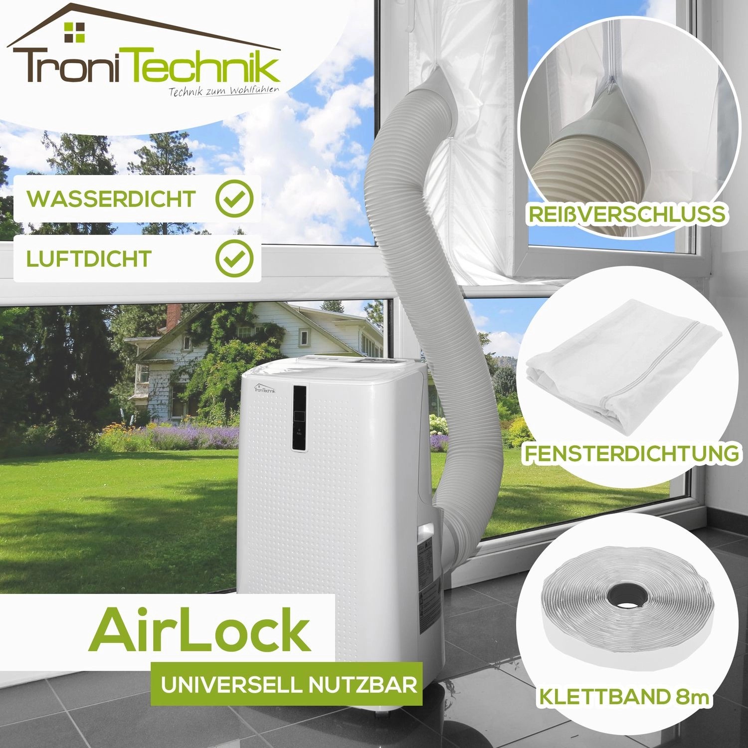 Tronitechnik Universal Airlock Fensterabdichtung Für Mobile Klimageraete Und Ablufttrockner Hot Air Stop 4M