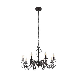 Lucande Kronleuchter Caleb 9620534 Landhaus Vintage Rustikal in Braun aus Metall 8-flammig E14 Flurleuchte