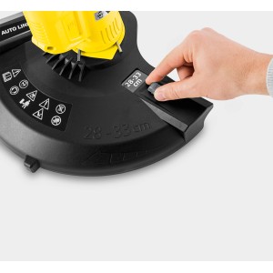 Detailaufnahme: Kärcher Akku-Rasentrimmer LTR 36-33, Schnittkreisdurchmesser Einstellung.