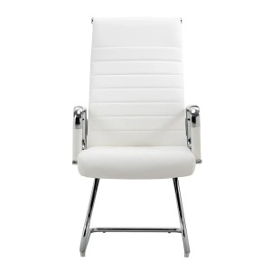 Weißer Svita Bürostuhl Freischwinger 2er Set mit Armlehnen und Kunstlederbezug.