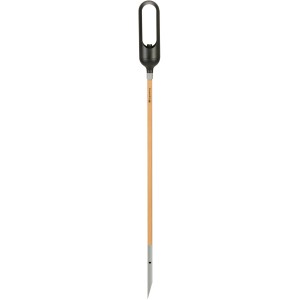 Gardena Fackel ClickUp! für Gartendekoration, mit Holzstiel und schwarzem Lampenkopf.