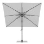 Hellgrauer, rechteckiger Doppler Ampelschirm MyZone 240x320 cm mit Kurbelmechanik.