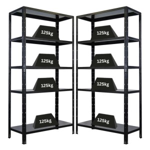 PROREGAL Mega Deal 2x Schwerlastregal Ares HxBxT 180x90x40cm Fachlast 125 kg Schwarz
