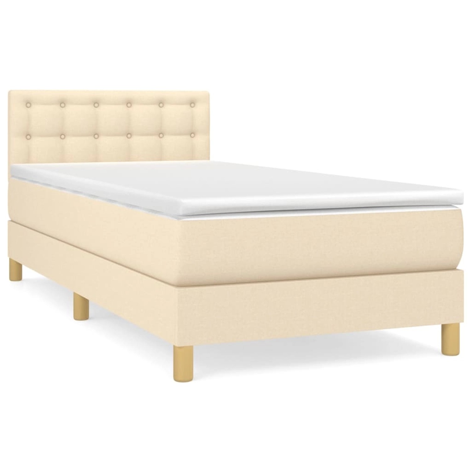 vidaXL Boxspringbett Boxspringbett mit Matratze Creme 90x200 cm Stoff Bett günstig online kaufen