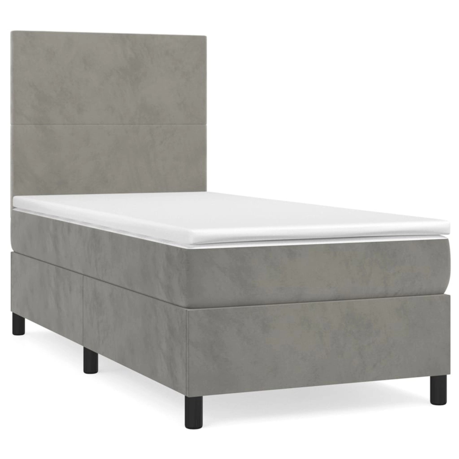 vidaXL Boxspringbett Boxspringbett mit Matratze Hellgrau 90x190 cm Samt Bet günstig online kaufen