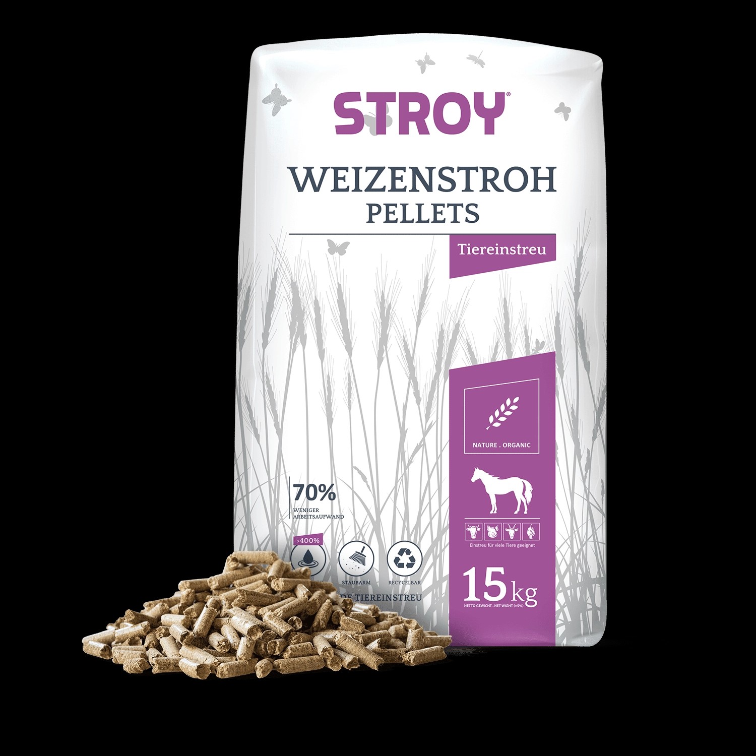 Stroy Strohpellets Einstreu 15kg x 2 Sack 30kg