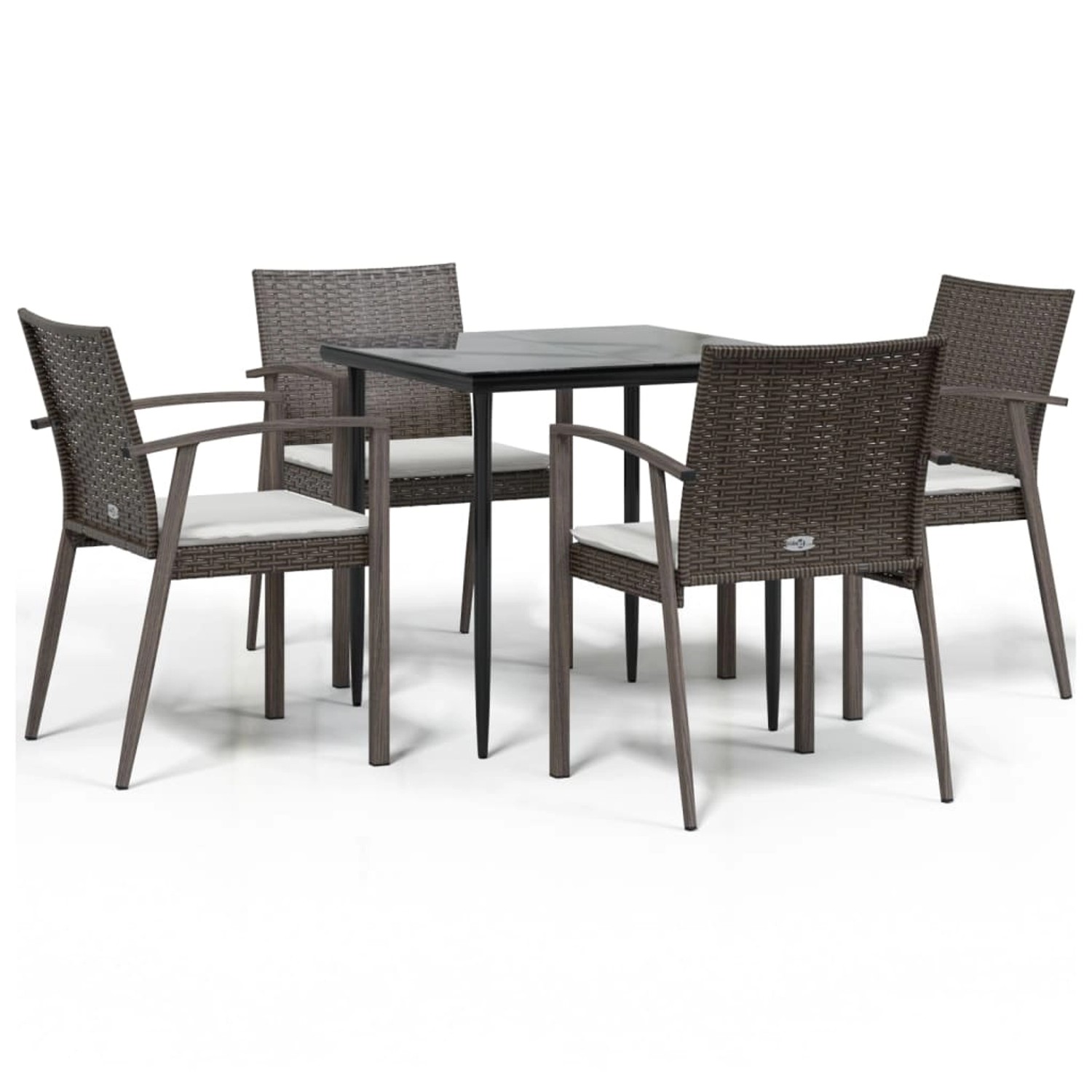 vidaXL 5-Tlg Garten-Essgruppe mit Kissen Poly Rattan und Stahl 3186970 günstig online kaufen
