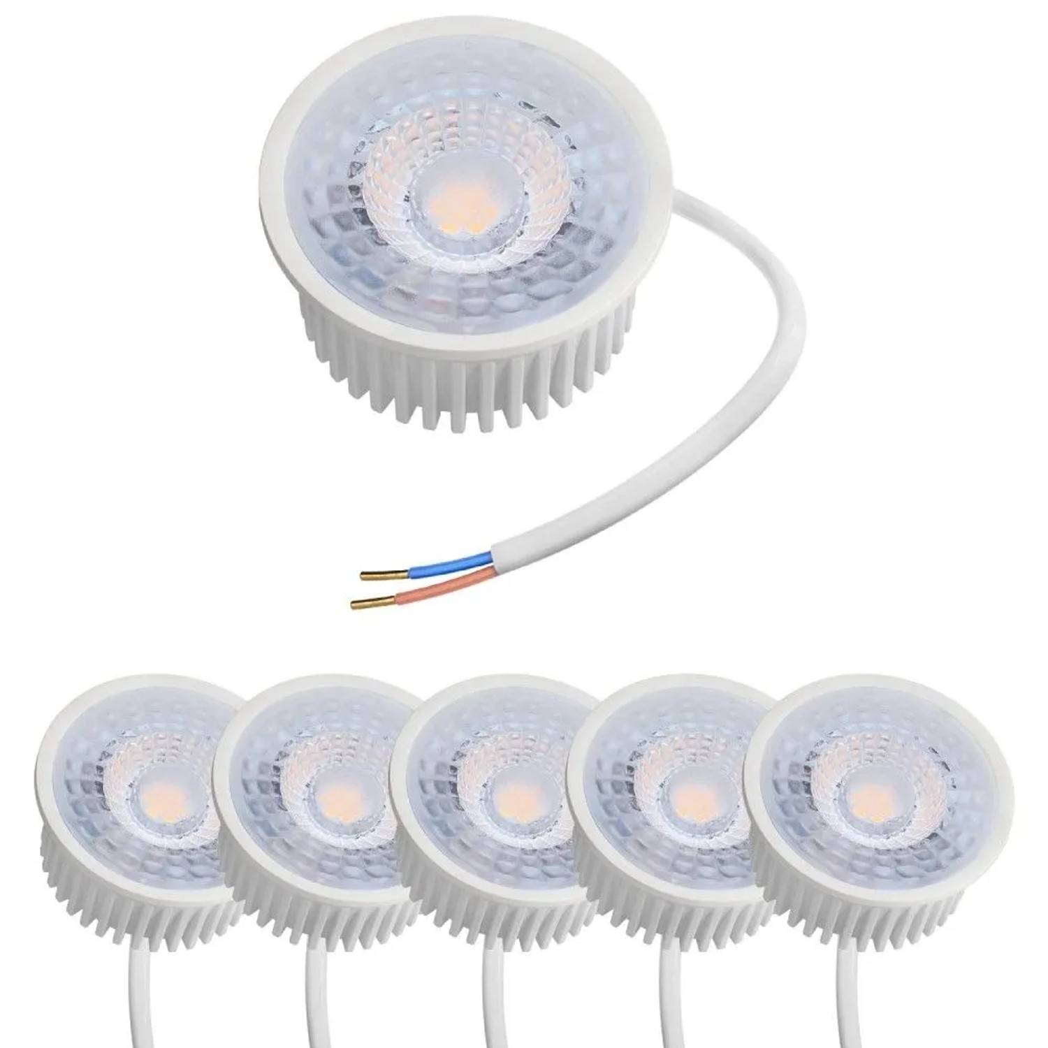 Oktaplex Nizza 6er Set 230V LED-Leuchtmittel Rund 50mm Dimmbar Neutralweiß 4000K 4,9W 370,m ohne Trafo LED-Modul
