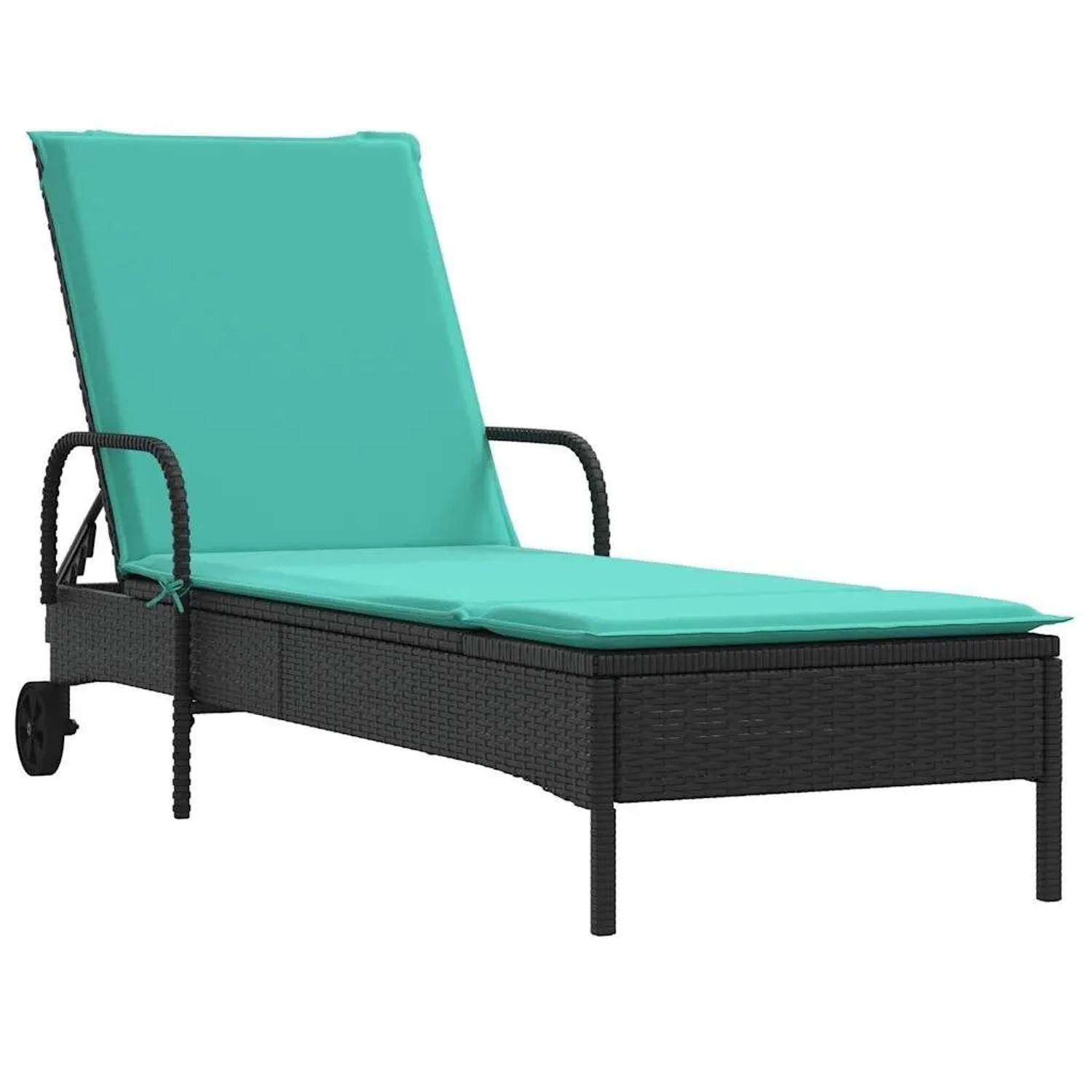 vidaXL Sonnenliege mit Rollen und Kissen Schwarz Poly-Rattan 368316 günstig online kaufen
