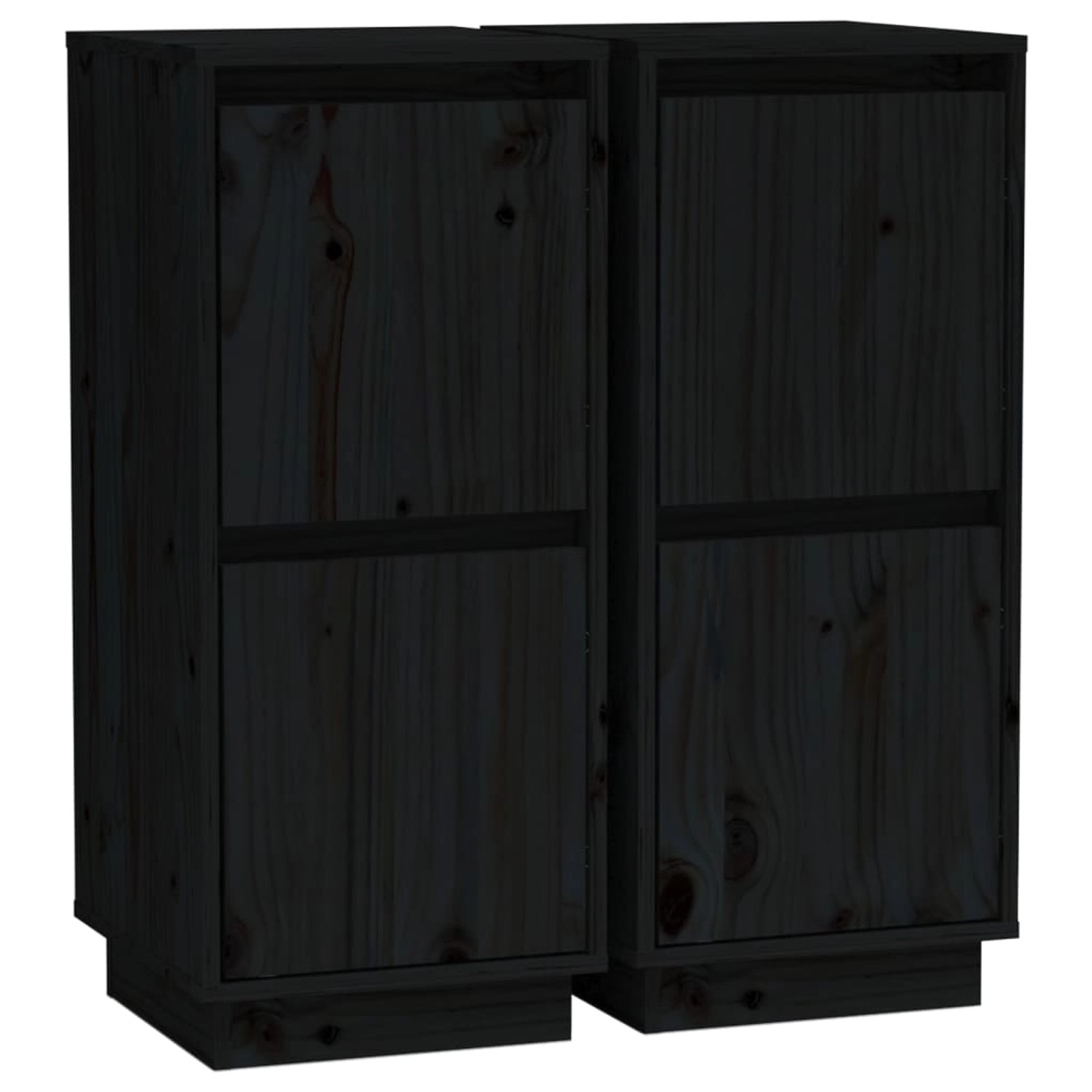 vidaXL Sideboards 2 Stk Schwarz 31,5x34x75 cm Massivholz Kiefer 813389