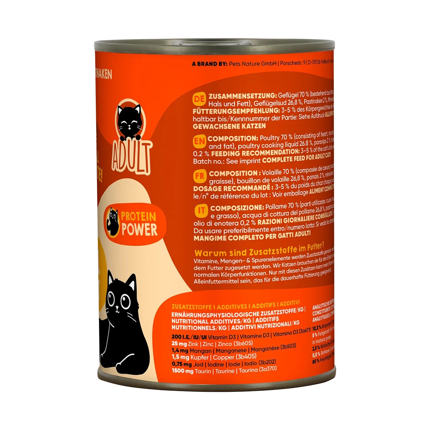 Lucky Lou Katzen-Nassfutter Adult Geflügel, 400g Dose für ausgewachsene Katzen.