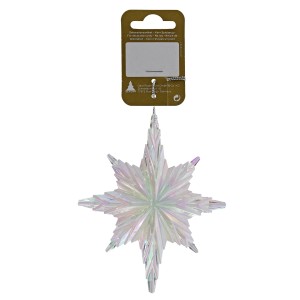 Deko-Stern zum Hängen, 10,5x12cm, Perlmutt-Optik, aus Kunststoff für Weihnachtsbaum oder Fenster.