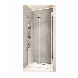 Duschparadies Duschtür Nischentür Falttür 110x195cm,Chrome,6mm Nano Glas Dusche