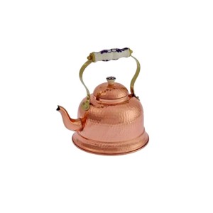Gehämmerter Kupfer Teekessel 1,5l mit Porzellangriff für Töpfe & Pfannen.