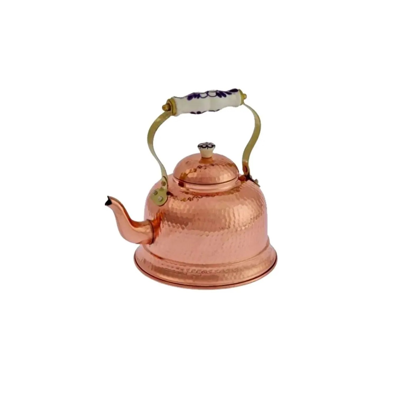 Ich-Zapfe Wasserkessel Teekessel aus Kupfer Gehämmert mit Porzellangriff 1,5l