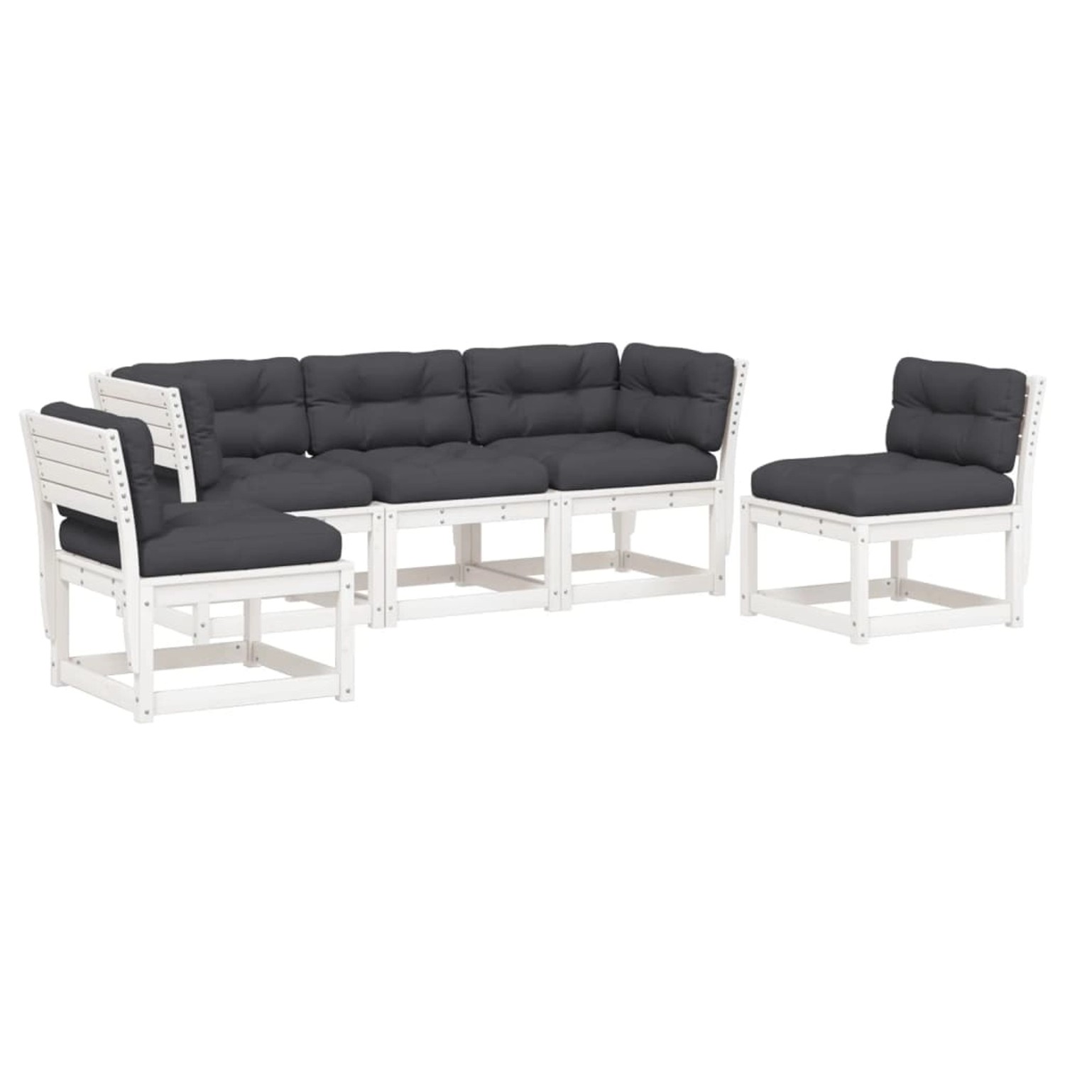 vidaXL 5-Tlg Garten-Sofagarnitur mit Kissen Weiß Massivholz Kiefer 3216981 günstig online kaufen