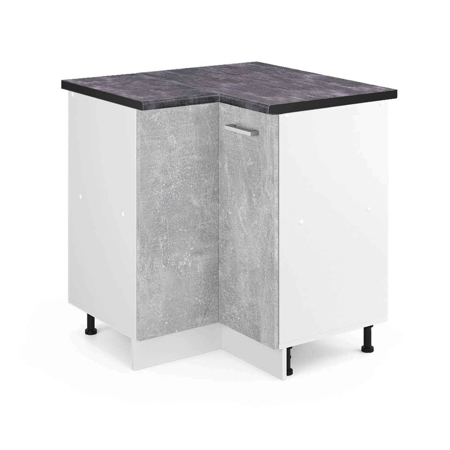 Vicco Eckunterschrank R-Line Küchen Eckschrank Beton/Weiß 76 cm AP Anthrazit