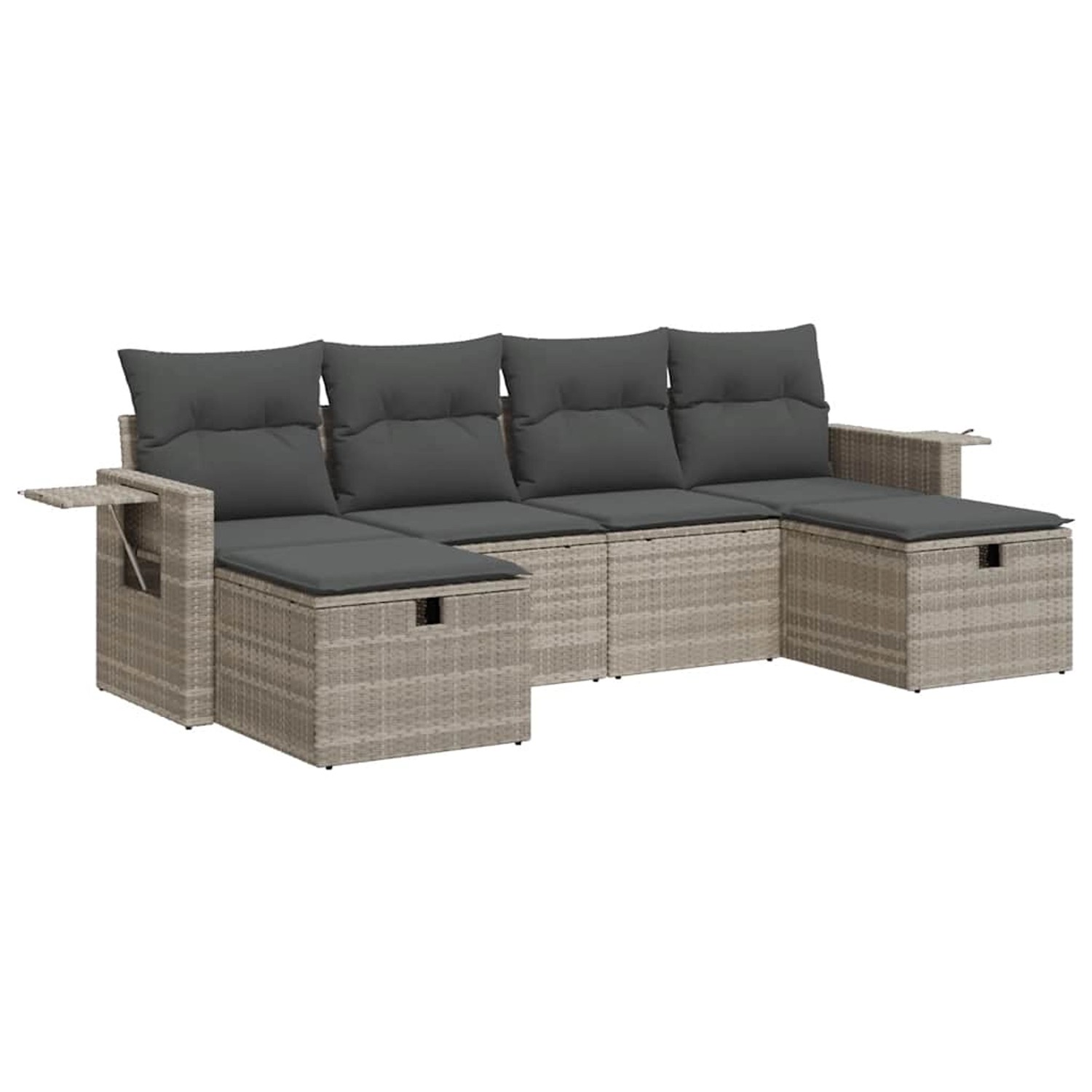 vidaXL 6-Tlg Garten-Sofagarnitur mit Kissen Hellgrau Poly Rattan 3325528 günstig online kaufen
