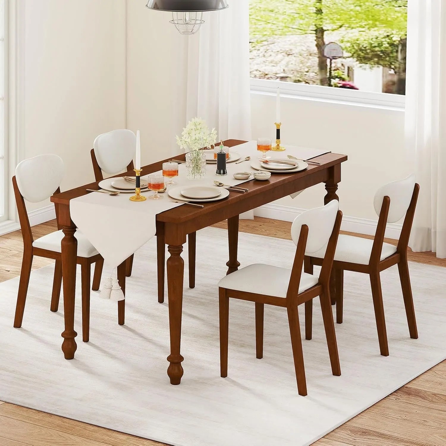 Costway Esszimmerstühle 2er Set Küchenstuhl mit Gummibaumholzbeinen_2