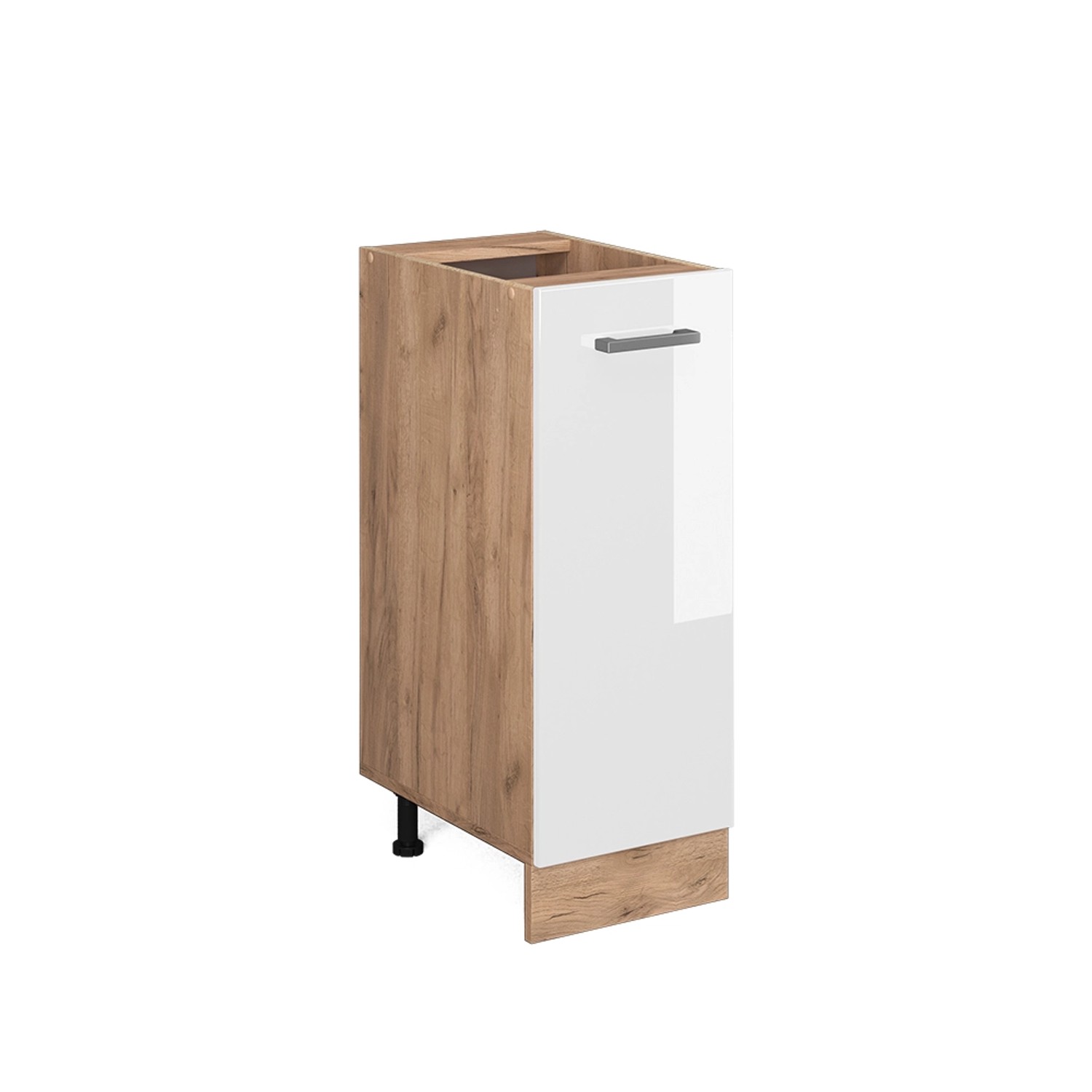 Vicco Apothekerschrank R-Line Weiß Hochglanz/Goldkraft Eiche 30 cm ohne Arbeitsplatte