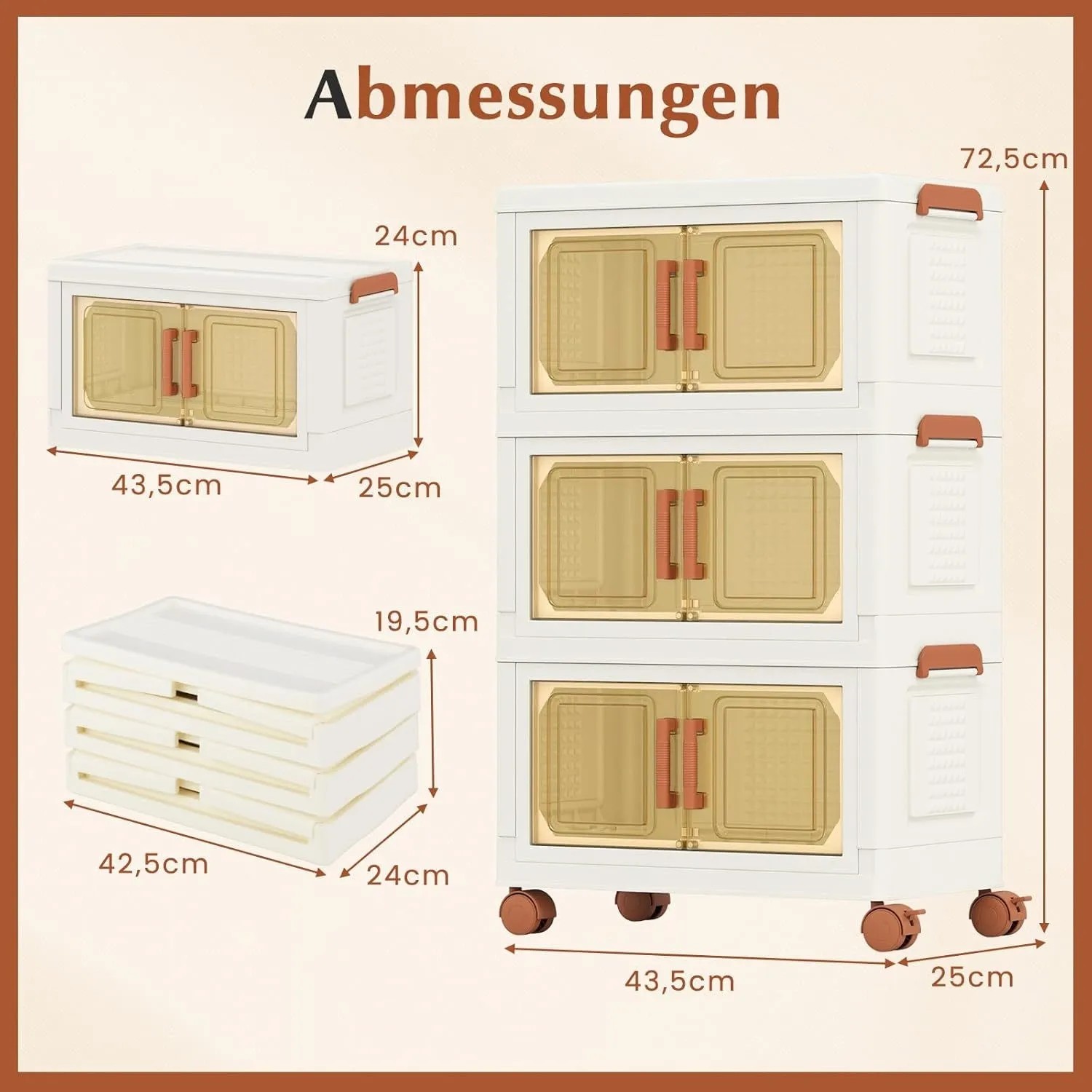 Costway Aufbewahrungsbox mit Deckel 19 L x 3 Stapelboxen Transparent_6