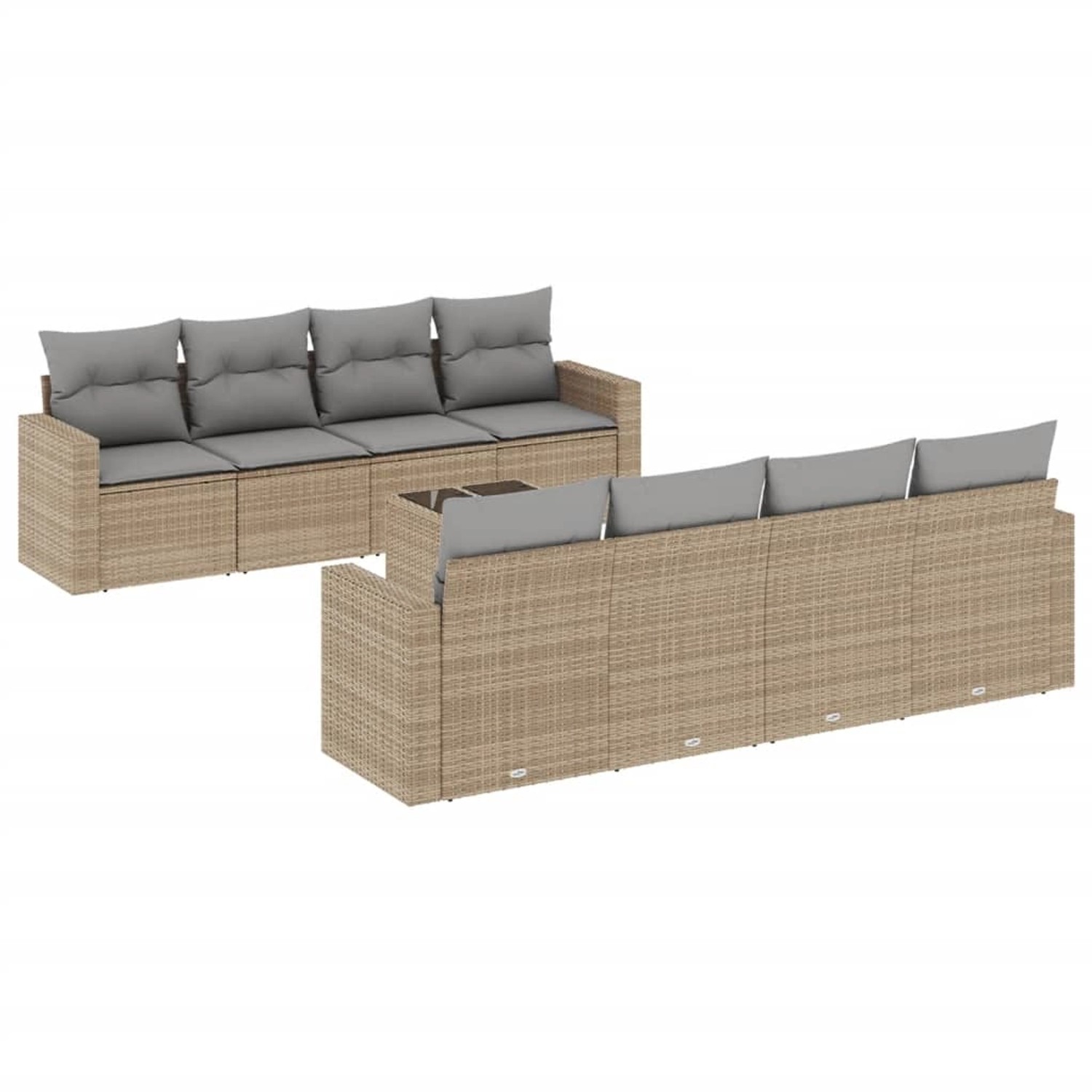 vidaXL 9-Tlg Garten-Sofagarnitur mit Kissen Beige Poly Rattan 3218739 günstig online kaufen
