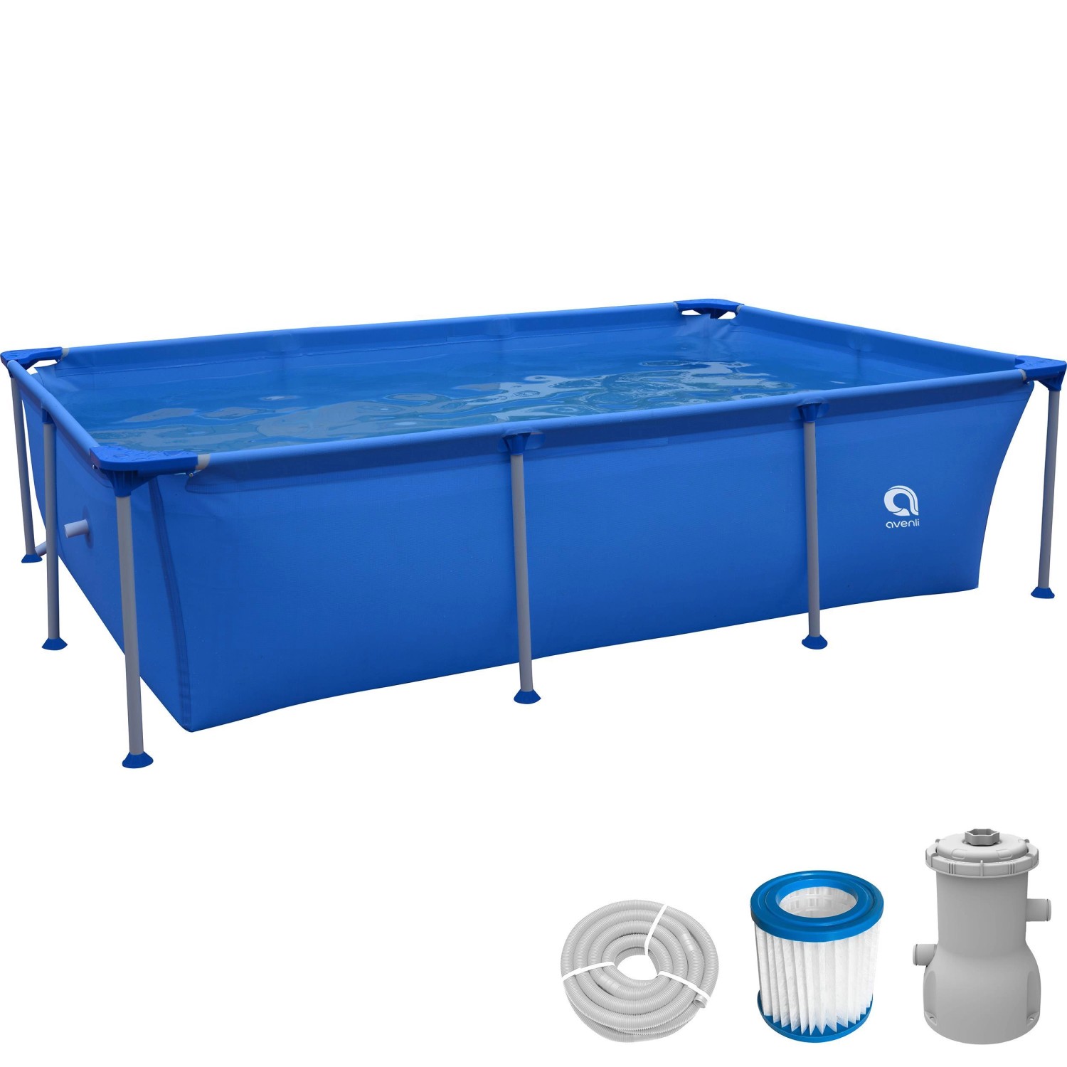 Avenli Frame Pool Set Rechteckig 258 x 179 x 66 cm Blau mit CleanPlus Filte günstig online kaufen
