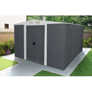 Home Deluxe Geräteschuppen Bohio XXL in Anthrazit, Metall Gerätehaus mit Doppeltür.