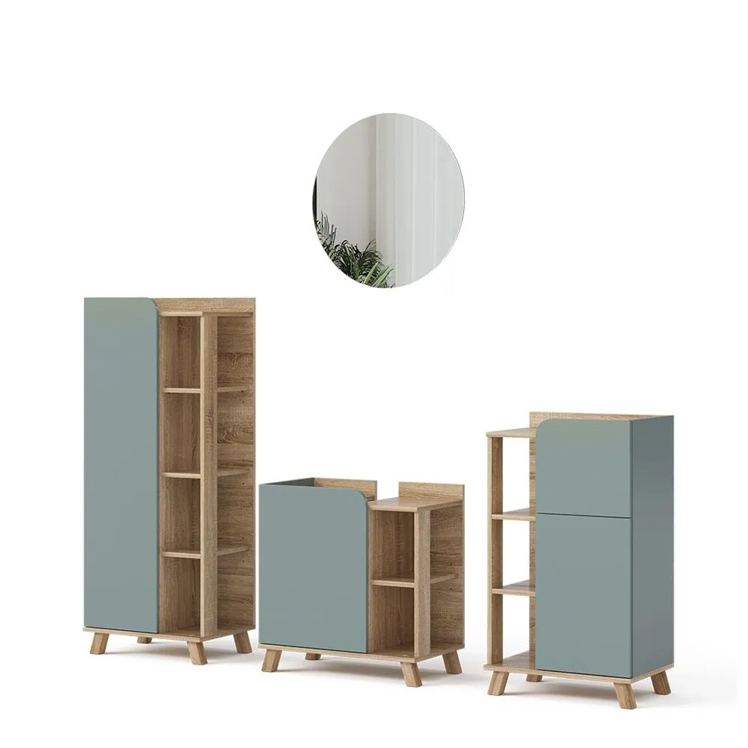 Vicco Badmöbel-Set Karen Sonoma/Blau 60 x 65 4-teilig
