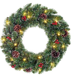 Creston Kranz, grün, Ø 45cm, mit 20 LEDs, Tannenkranz mit Deko und Beleuchtung.