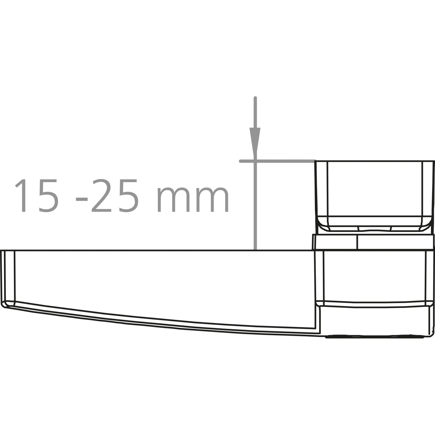 Detailaufnahme der Burg-Wächter Winsafe WS 22 Fenstersicherung, weiße Ausführung, mit Maßangabe 15-25 mm.